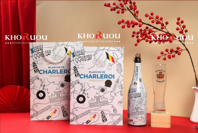 Hộp Bia Tết 2026 Cao Cấp: 1 chai bia Charleroi 750ml kèm ly chính hãng