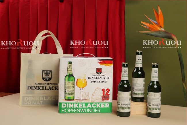 Xách Bia Tết Cao Cấp: 12 chai bia Dinkelacker Hopfenwunder 5%