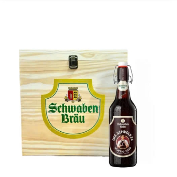 Bia Tết Cao Cấp: Thùng gỗ 12 chai Schwaben Brau Das Schwarze