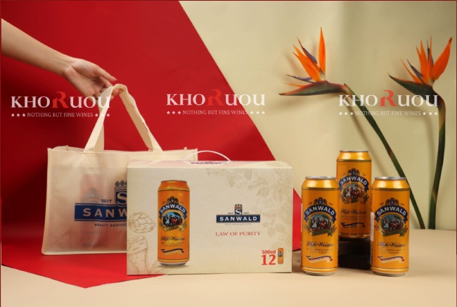 Xách Bia Tết Cao Cấp: 12 Lon Bia Sanwald Hefeweizen 4.9%